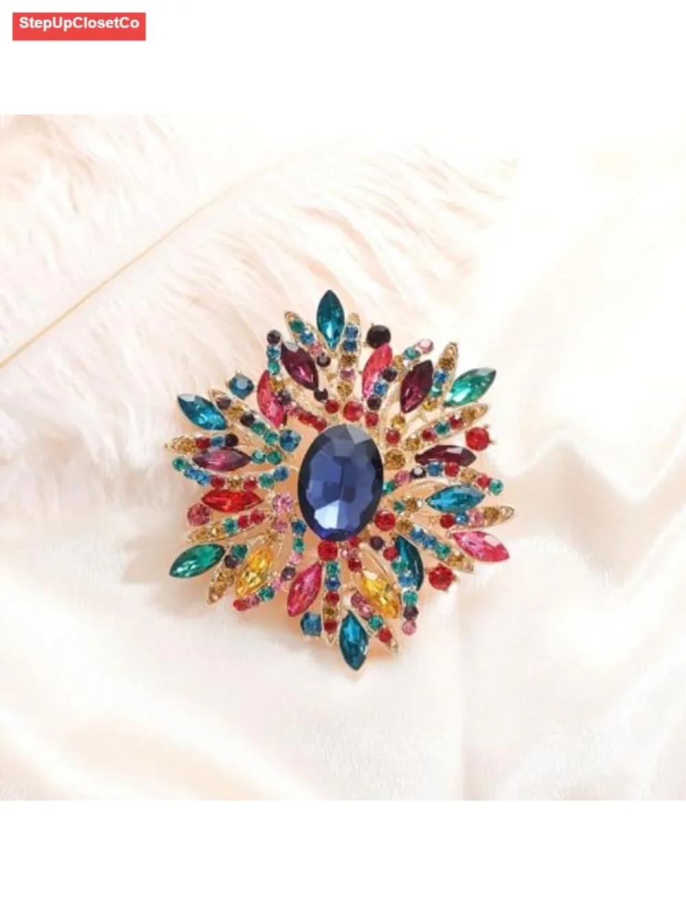Sunflower Crystal Brooch Pin Rhinestone Scarf Decoration for Women